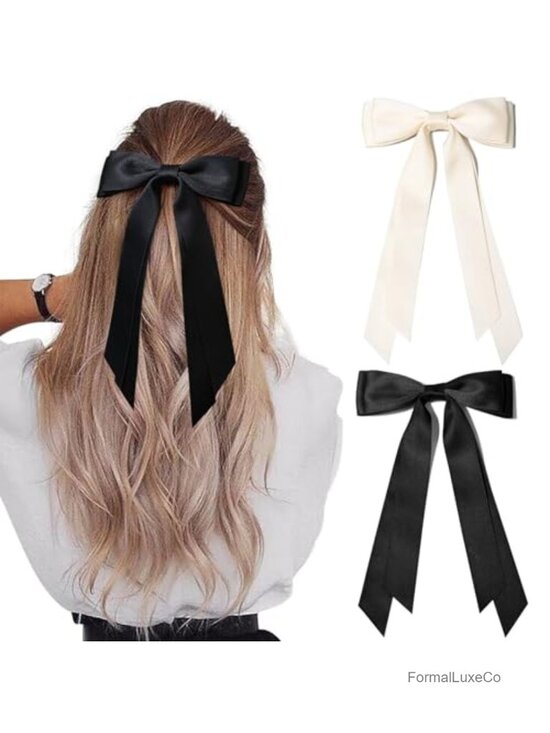 Accessories - 2PC Satin Hair Bow Clips Alligator Metal Ponytail Holder Women Girls